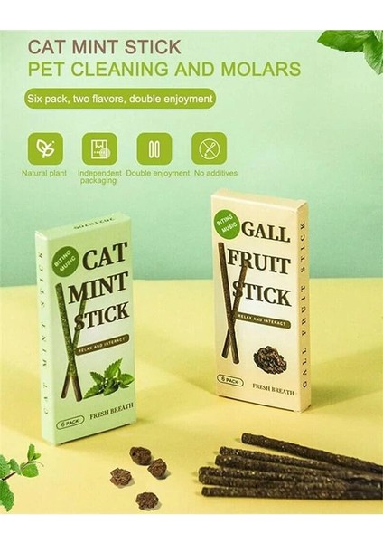 Matatabi Kedi Diş Bakım Çubuğu, 6'lı Paket, Doğal Diş Temizleyici ve Ağız Bakımı Için