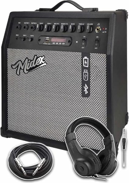 MGA-50HD Elektro Gitar Amfisi 50 Watt USB Bluetooth Şarjlı 4 Girişli (Kulaklık ve Kablo Dahil) modelleri
