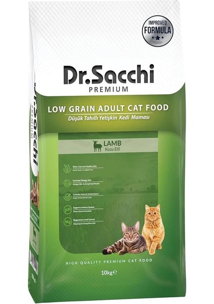 Dr.sacchi Düşük Tahıllı Kuzu Etli Yetişkin Kedi Maması 10 kg fiyatları