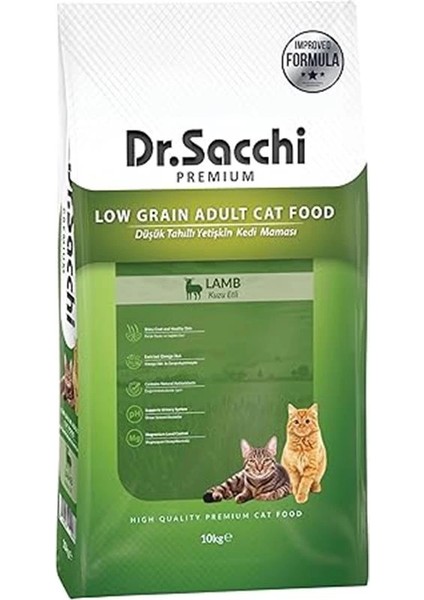 Dr.sacchi Düşük Tahıllı Kuzu Etli Yetişkin Kedi Maması 10 kg fırsatları