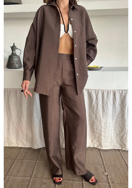 Gömlek-Pantolon Takım Cupra Kumaş - Kahverengi fiyatları