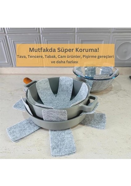 Beylini 12 Li Set Tencere Tava Koruyucu Borcam Çizdirmez Keçe Düzenleyici (Gri) indirimleri