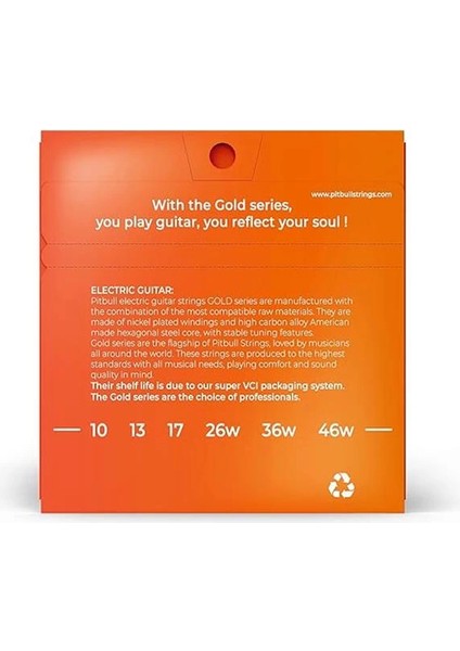 Gold Seri Elektro Gitar Teli Set (10-46 Light, Tekli Set)