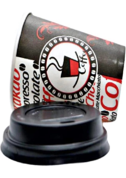 Excodi Cup - [ Cup ] 8 Oz Kapaklı Karton Bardak - 250 ml - 100 Adet Kaliteli Otomat Bardağı