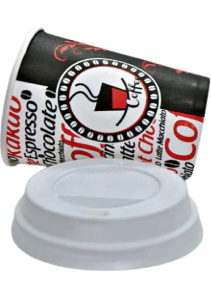 Excodi Cup - [ Cup ] 8 Oz Kapaklı Karton Bardak - 250 ml - 100 Adet Kaliteli Otomat Bardağı