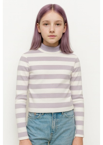 Mor Çizgili Kız Çocuk Body fiyatları