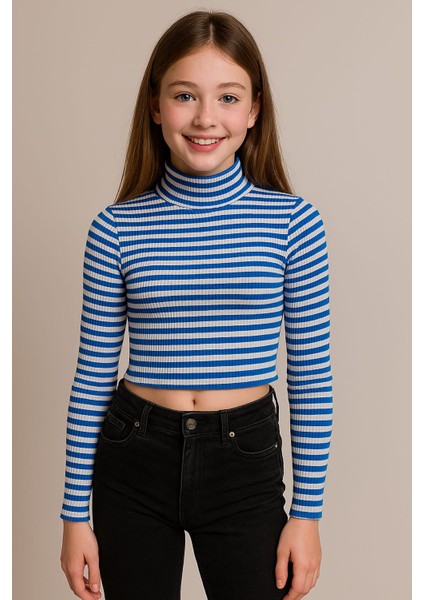 Mavi Çizgili Kız Çocuk Body
