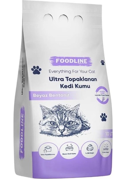 Lavanta Kokulu Ince Taneli Bentonit Topaklanan Kedi Kumu 10 Lt