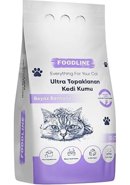 Lavanta Kokulu Ince Taneli Bentonit Topaklanan Kedi Kumu 10 Lt