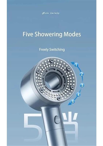 5 Fonksiyonlu Duş Başlığı, Turbo Duş Kaliteli Lüks Tazyik Modern Banyo Aksesuarı fırsatları