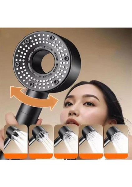 5 Fonksiyonlu Duş Başlığı, Turbo Duş Kaliteli Lüks Tazyik Modern Banyo Aksesuarı