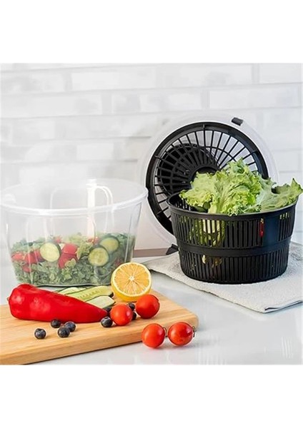 Porsima G-25 Gondol Vega Pratik Salata Kurutucu - Meyve Sebze Yeşillik Yıkama Kurutma Kabı Siyah