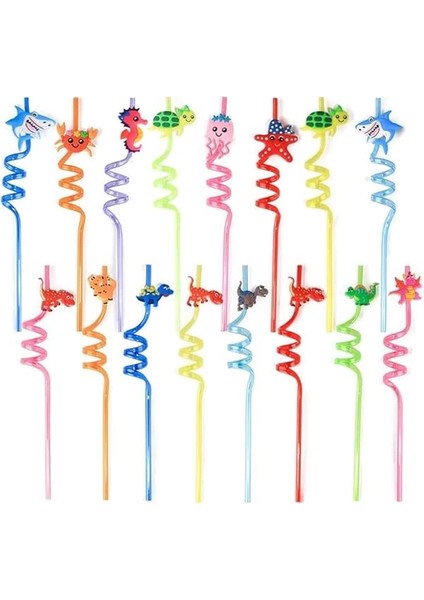 4 Adet Kıvrımlı Plastik Pipet, Çocuklar Için Eğlenceli Figürlü Tasarım, Renkli ve fiyatları