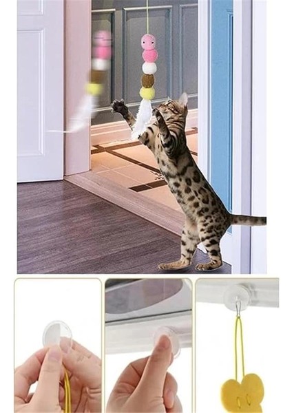 Elastik Kendinden Yapışkanlı Renkli Kedi Oyun Oltası Kedi Oyuncağı Yapışkanlı Olta Eğitim modelleri