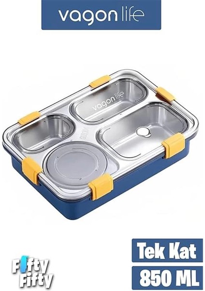Büyük Ebat 850 ml (Paslanmaz Çelik Tek Kat Dört Bölmeli Çorba Kaseli Lunch Box Yeni Nesil fiyatları