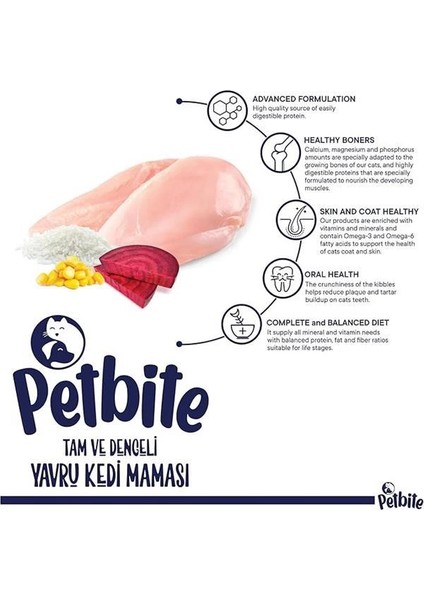 Yavru Kediler Için Tavuk Etli Kuru Kedi Maması (1 Kg, Tavuk) fırsatları