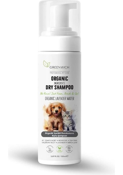 Köpek ve Kedi Için Durulamaya Gerek Olmayan Lavanta Özlü Temizleme Köpüğü, 150 ml