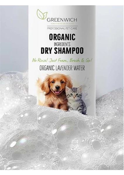 Köpek ve Kedi Için Durulamaya Gerek Olmayan Lavanta Özlü Temizleme Köpüğü, 150 ml