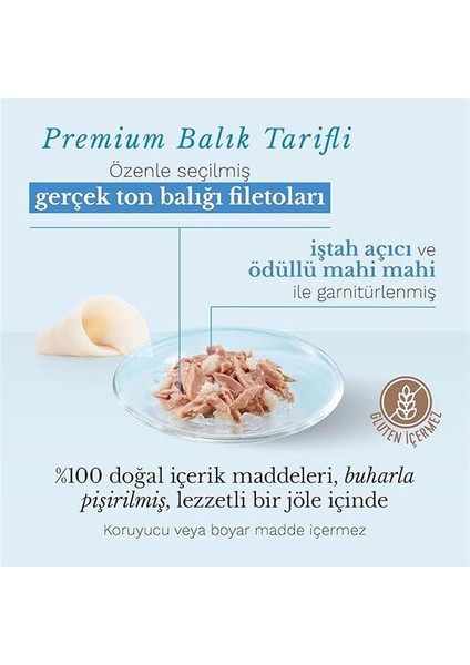Jelly Ton Balığı ve Mahi Mahi Balığı Jöle Içinde Yetişkin Kedi Konservesi 85G modelleri