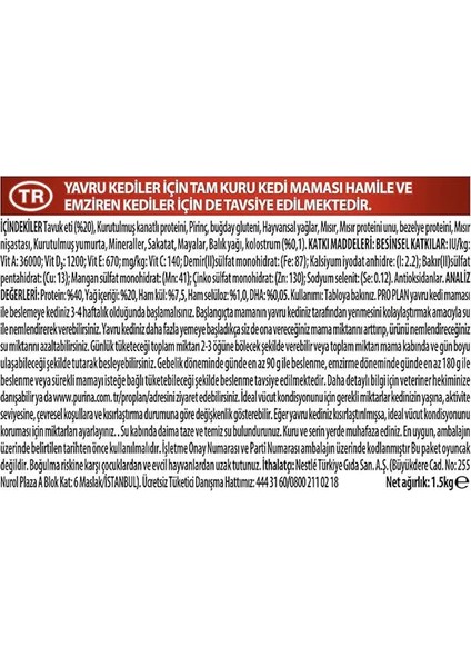 Purina Original Kitten Tavuklu Kuru Kedi Maması, 1,5 Kilogram