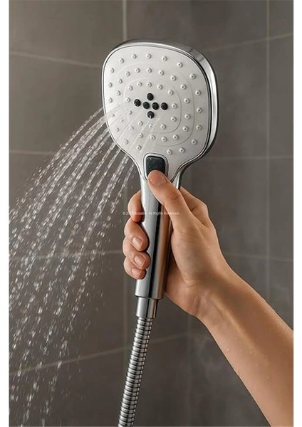 Spiralli Duş Başlığı Seti, 3 Fonksiyonlu Tuşlu Geniş Gövde Krom Duş Başlığı, 150 cm Duş fırsatları