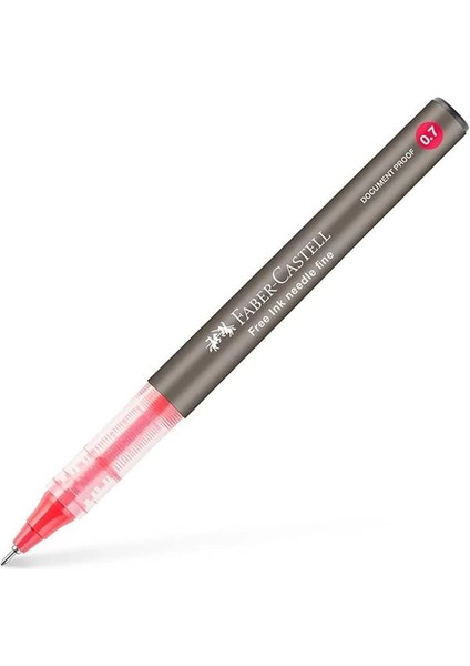 Faber-Castell Free Ink Roller Kalem 0.7, Kırmızı, Silinmez Kalıcı Mürekkep, Iğne Uçlu, Akıcı Yazım