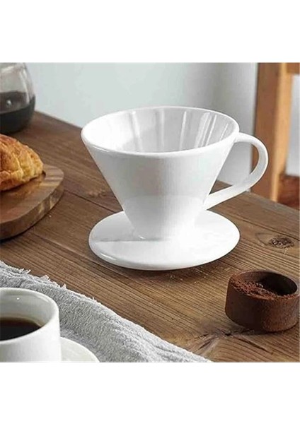 Epinox Seramik Kahve Dripper - Porselen Demleyici - No: 2 - Beyaz (Hario V60 Benzeri) indirimleri