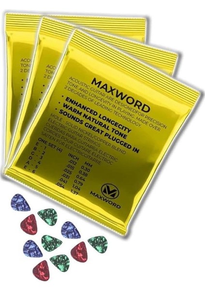 Gt-Acoustic-3x Kaliteli Akustik Gitar Teli 3 Takım Set (10 Pena Hediye) fiyatları