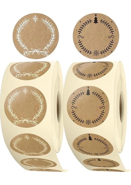 Noel Yazmak Için Çıkartma - 1000 Adet Yazılabilir Kraft Kağıdı Görünümlü Hediye