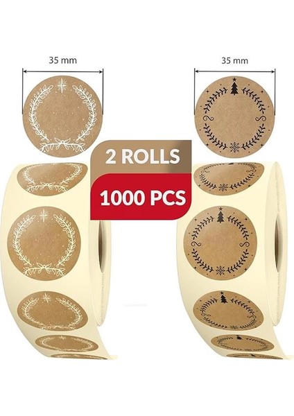 Noel Yazmak Için Çıkartma - 1000 Adet Yazılabilir Kraft Kağıdı Görünümlü Hediye modelleri