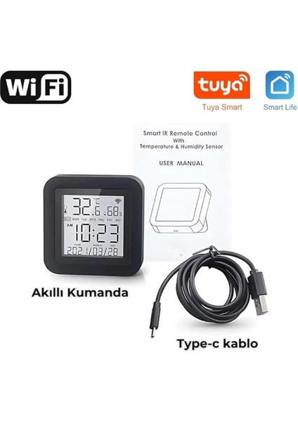 Tuya Uyumlu Ekranlı ve Sensörlü Wifi Ir Kumanda