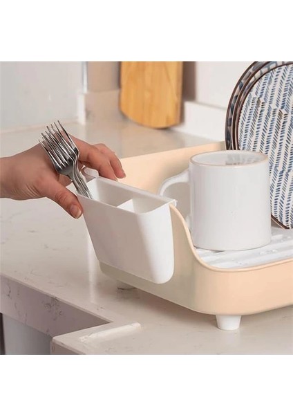 AKL-060 Bej Lüks Tabaklık Bulaşıklık-Yönlendirilebilir Su Akıtma Kanallı Bulaşık indirimleri