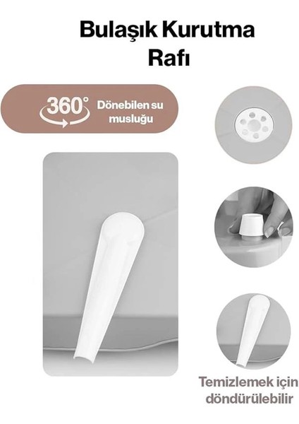 AKL-060 Bej Lüks Tabaklık Bulaşıklık-Yönlendirilebilir Su Akıtma Kanallı Bulaşık