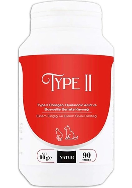Type 2 Eklem Kediler ve Köpekler Için Kıkırdak ve Eklem Sıvısı Desteği 90 Tablet