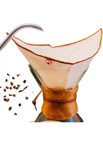 (2 Adet) Yıkanabilir, Kumaş Chemex Kahve Filtresi AĞARTILMAMIŞ%100 Ham Pamuk, Organik, Ekolojik
