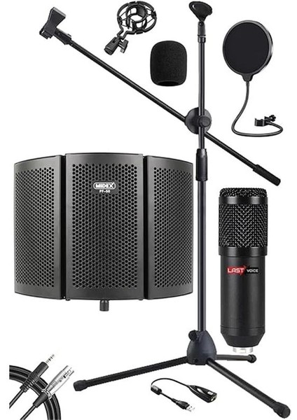 Pack Set-1 BM800 Mikrofon + Stand + Yalıtım Paneli + Filtre + Ses Kartı