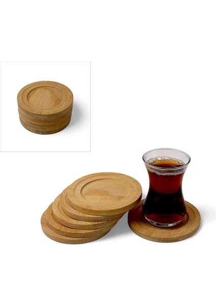 Bambu Yuvarlak Çay Tabağı Bardak Altlığı 6 'lı Set, Dekoratif Bambu Altlık fiyatları