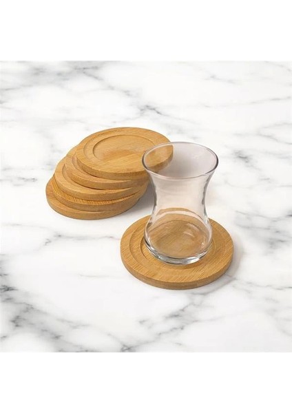 Bambu Yuvarlak Çay Tabağı Bardak Altlığı 6 'lı Set, Dekoratif Bambu Altlık