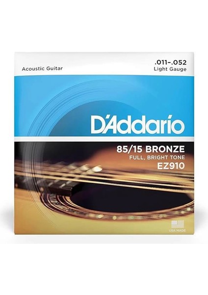 D'addario EZ910 Akustik Gitar Tel Seti, 85/15 Bronze, Light Gauge fiyatları