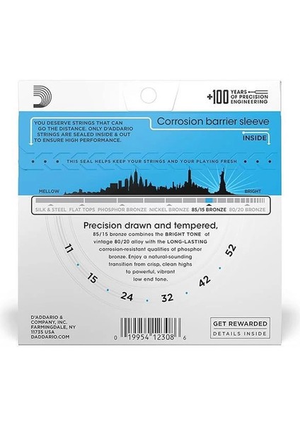 D'addario EZ910 Akustik Gitar Tel Seti, 85/15 Bronze, Light Gauge modelleri