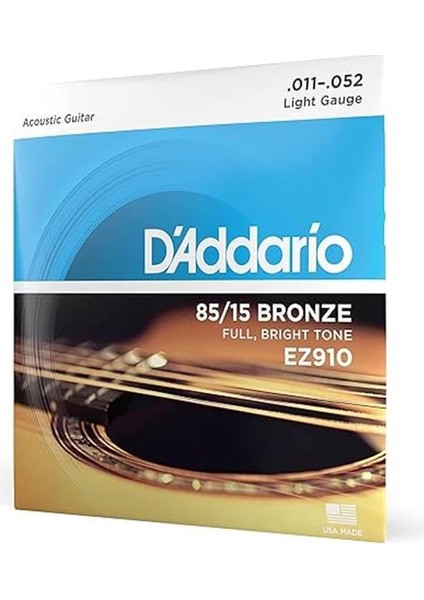 D'addario EZ910 Akustik Gitar Tel Seti, 85/15 Bronze, Light Gauge indirimleri
