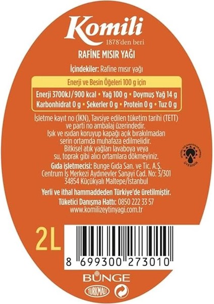 Mısır Yağı Pet Şişe 2 Lt