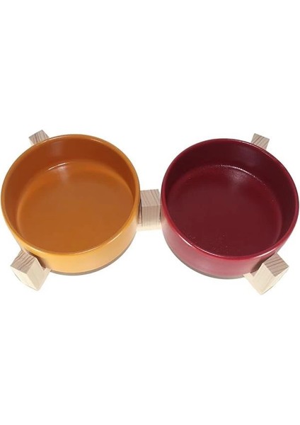 Kedi Mama Su Kabı Ahşap Standı ve Seramik Kasesi Yavru Evcil Hayvan Minimalist Design fiyatları