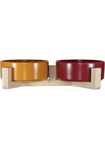 Kedi Mama Su Kabı Ahşap Standı ve Seramik Kasesi Yavru Evcil Hayvan Minimalist Design modelleri