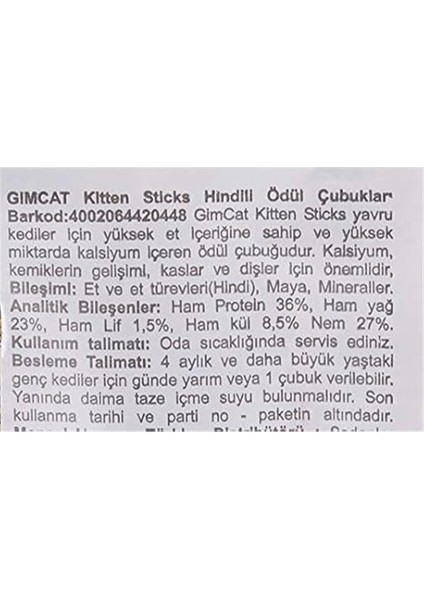 Sticks Kitten Kedi Ödül Çubukları, Hindili, Yavru Kedi, 3 Çubuk, 32 G fırsatları