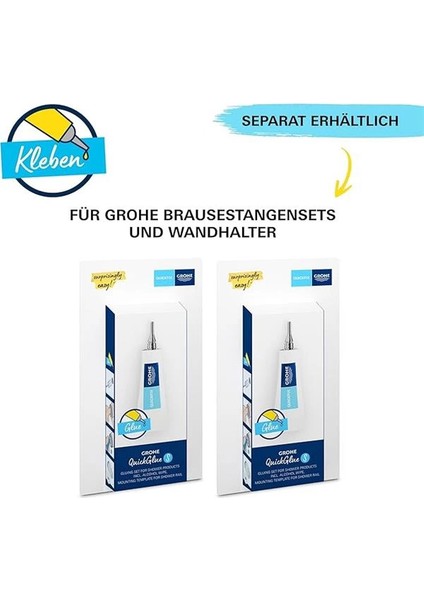 Vitalio Comfort 110 Sürgülü Duş Seti, 110MM Kare 2 Akışlı El Duşu, 600MM Sürgülü Ray, 1750MM