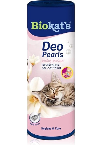 Biokat's Deo Pearls Baby Powder – Kedi Tuvaletinde Taze ve Sağlam Topaklar Için Kokulu Serpme Seti -