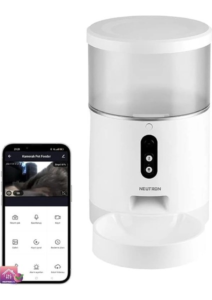 Kameralı ve Sesli Akıllı Mama Kabı Wi-Fi Destekli - Smart Pet Feeder - App ile Kontrol