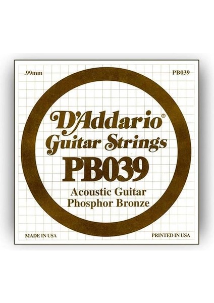 D'addario PB039 Akustik Tek Tel, Fosfor Bronz Tel, (La)