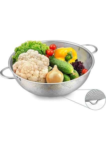 Paslanmaz Çelik 26CM Çift Kulplu Sepet Süzgeç, Salata, Meyve, Makarna Süzgeci - Paslanmaz fiyatları